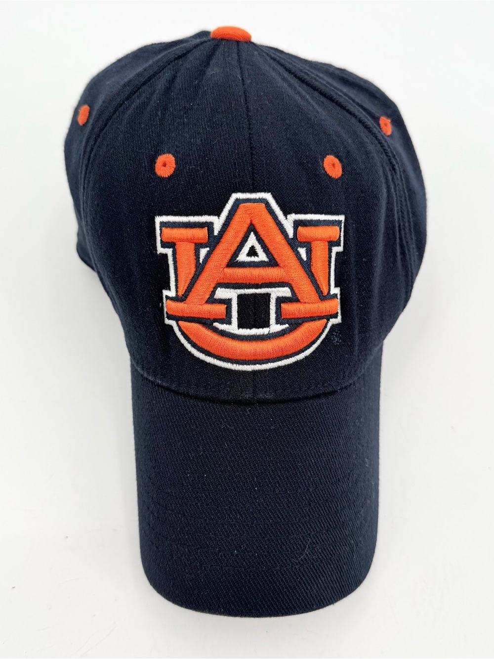 Top of the World Auburn Hat Navy Blue Orange AU One Fit -curled bill
